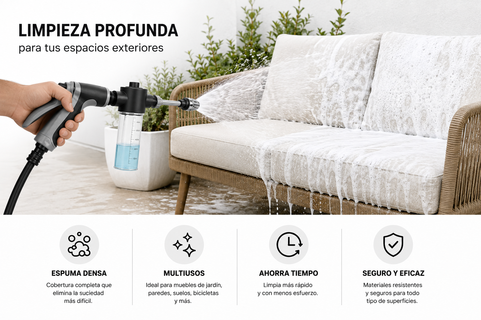 Pistola de espuma para limpieza