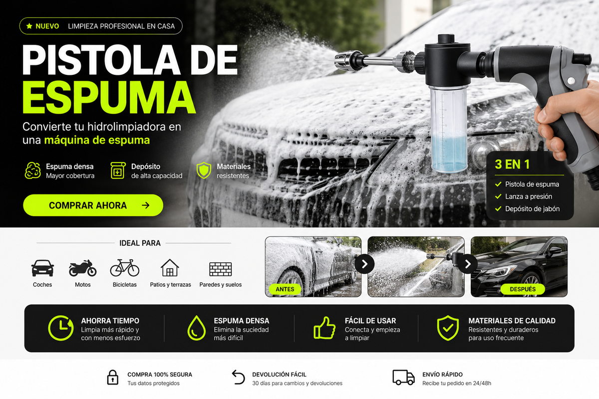 Pistola de espuma para limpieza